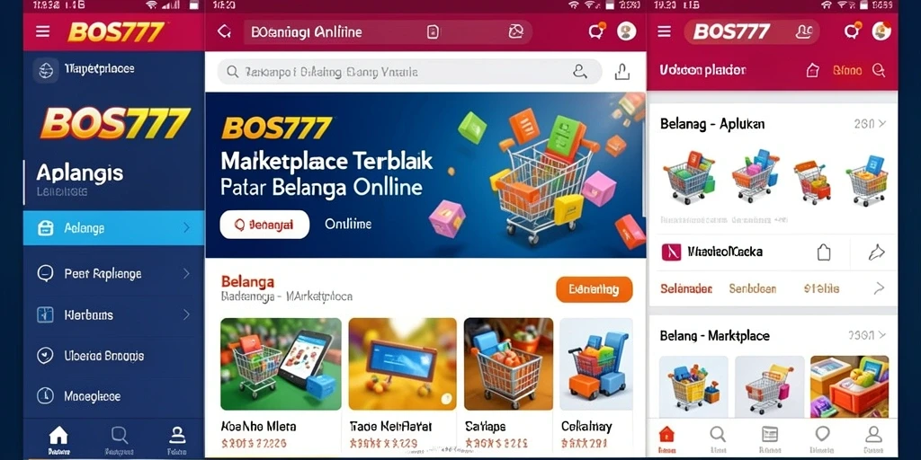 Tampilan antarmuka utama BOS777 dengan fitur Marketplace yang menarik.