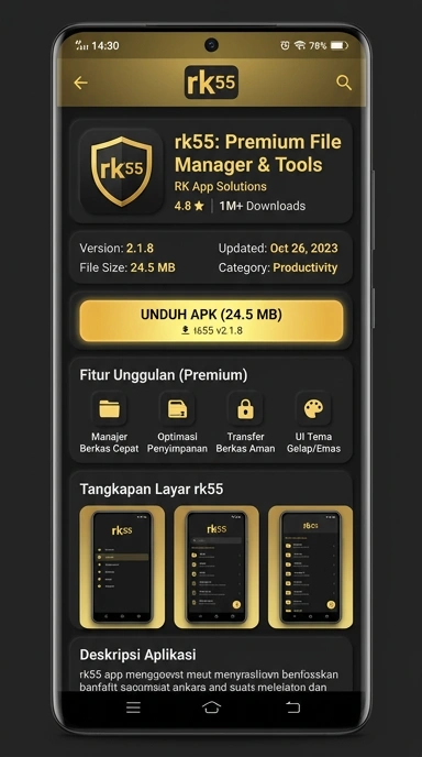Tampilan halaman APK rk55